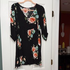 REMIXMESS Floral Quarter Sleeve Dress